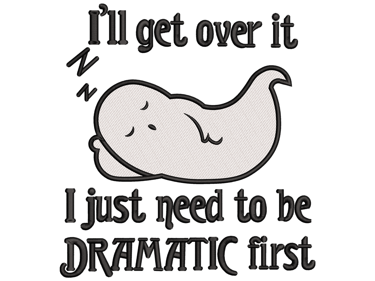 I'll get over it Ghost Embroidery Design File main image - This embroidery designs files featuring I'll get over it Ghost from Halloween. Digital download in DST & PES formats. High-quality machine embroidery patterns by EmbroPlex.