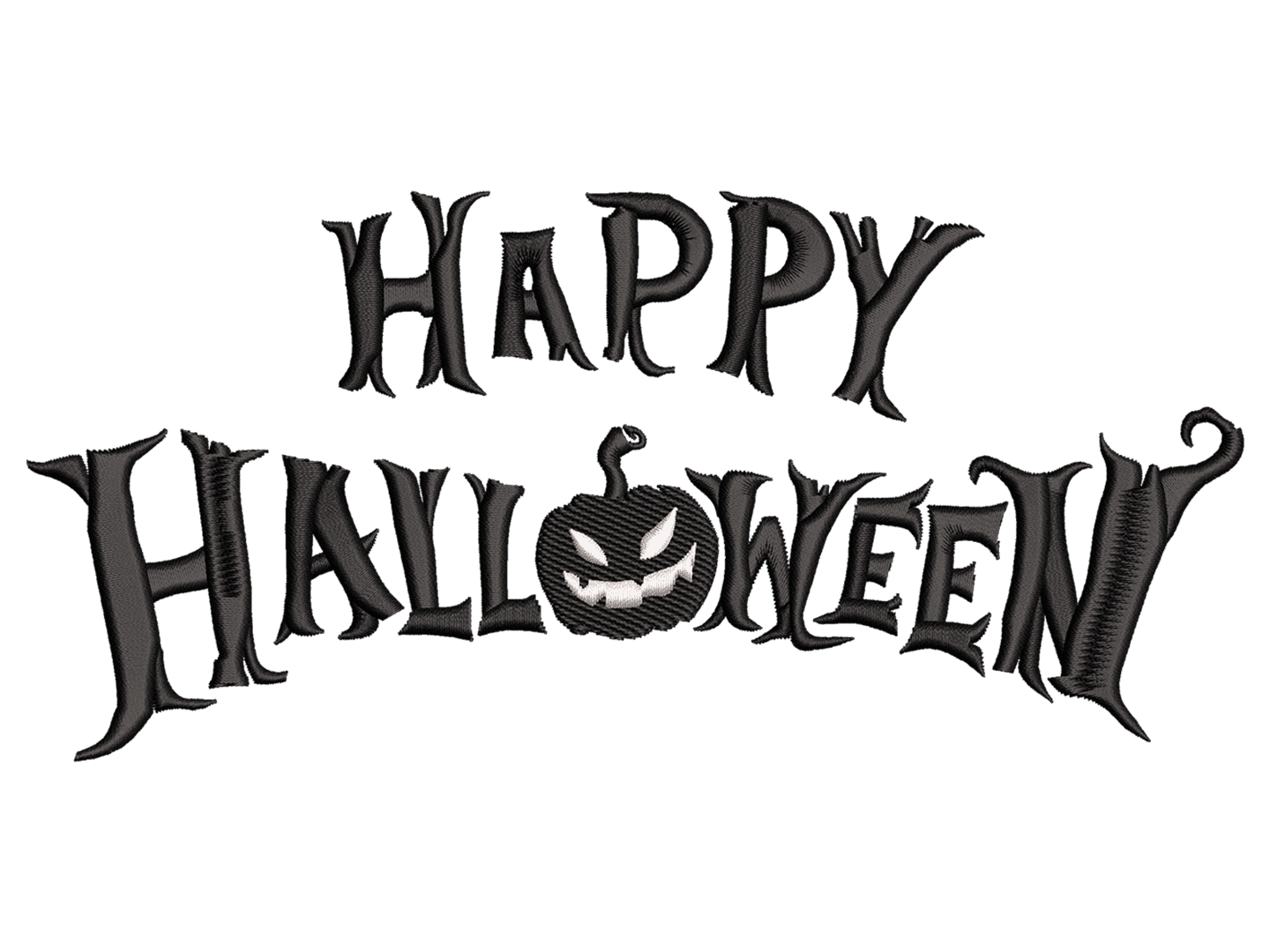 Happy Halloween Embroidery Design File main image - This embroidery designs files featuring Happy Halloween from Halloween. Digital download in DST & PES formats. High-quality machine embroidery patterns by EmbroPlex.