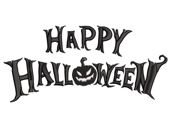 Happy Halloween Embroidery Design File main image - This embroidery designs files featuring Happy Halloween from Halloween. Digital download in DST & PES formats. High-quality machine embroidery patterns by EmbroPlex.