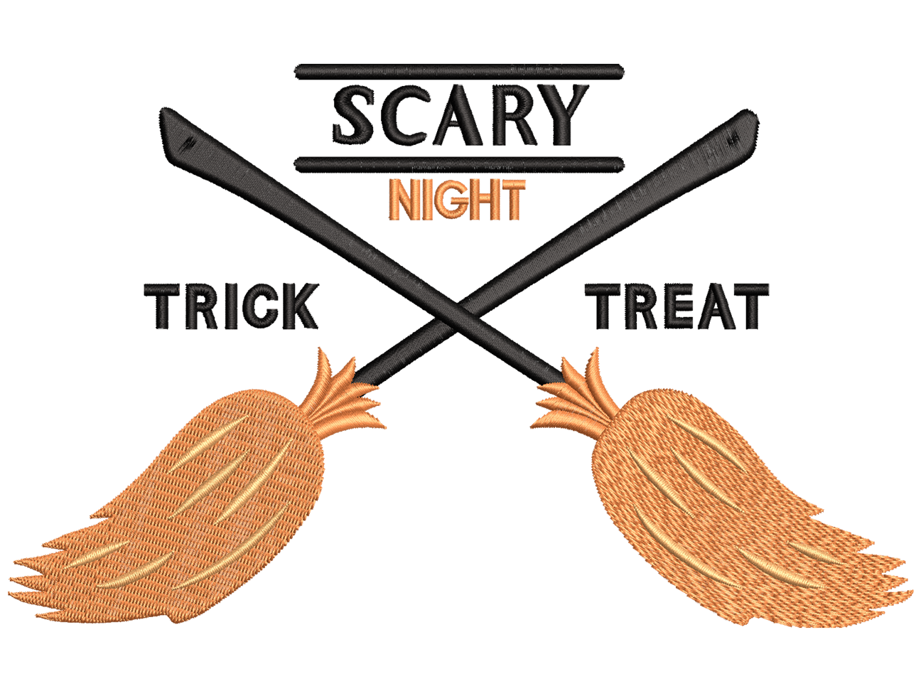 Trick or Treat Embroidery Design File main image - This Halloween embroidery designs files featuring Trick or Treat from Halloween. Digital download in DST & PES formats. High-quality machine embroidery patterns by EmbroPlex.