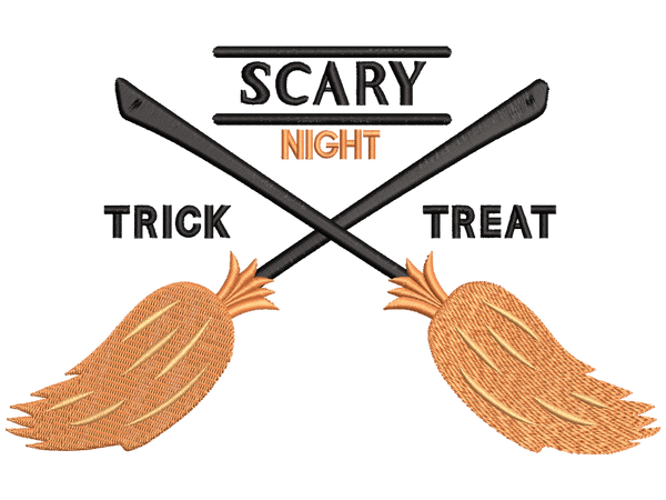 Trick or Treat Embroidery Design File main image - This Halloween embroidery designs files featuring Trick or Treat from Halloween. Digital download in DST & PES formats. High-quality machine embroidery patterns by EmbroPlex.