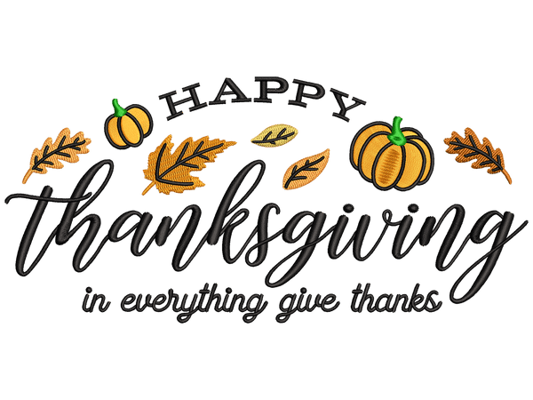 Happy Thanksgiving Embroidery Design File main image - This embroidery designs files featuring Happy Thanksgiving from Halloween. Digital download in DST & PES formats. High-quality machine embroidery patterns by EmbroPlex.