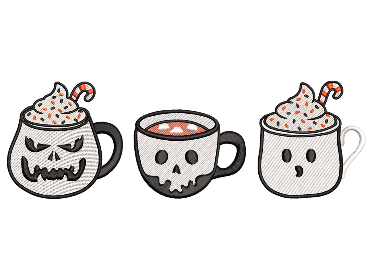 Coffee Cup Embroidery Design File main image - This embroidery designs files featuring Coffee Cup from Halloween. Digital download in DST & PES formats. High-quality machine embroidery patterns by EmbroPlex.