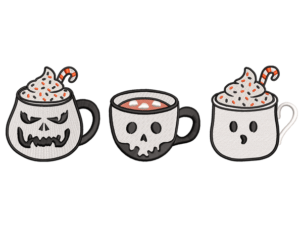 Coffee Cup Embroidery Design File main image - This embroidery designs files featuring Coffee Cup from Halloween. Digital download in DST & PES formats. High-quality machine embroidery patterns by EmbroPlex.