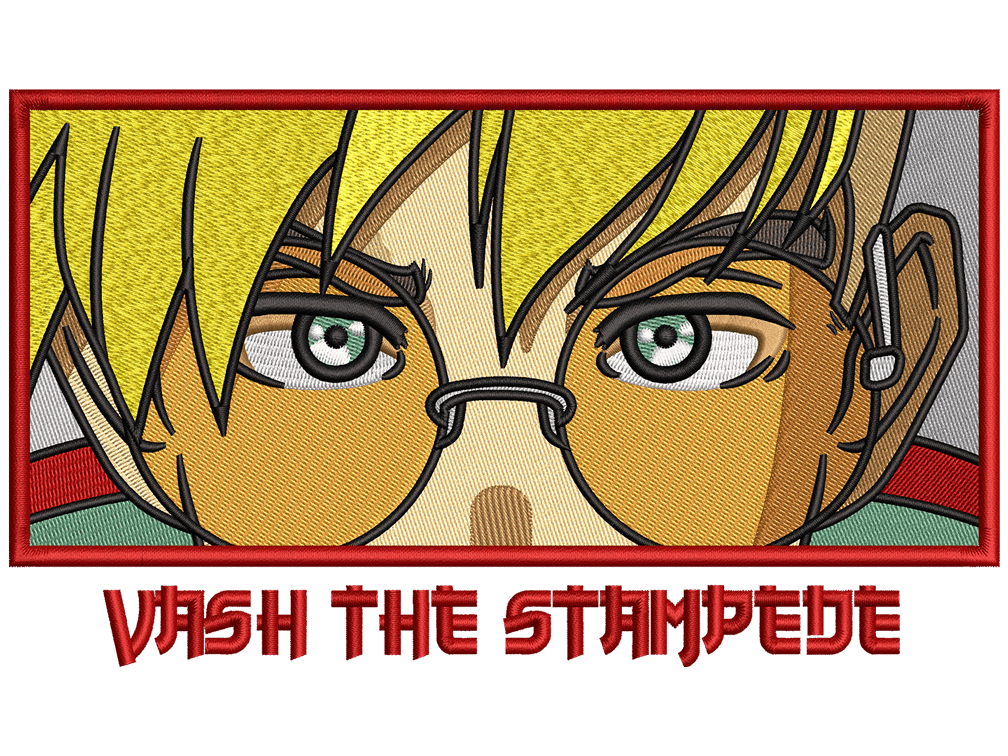 Vash the Stampede Embroidery Design File main image - This Anime embroidery design file features Vash the Stampede from Trigun Stampede. Digital download in DST & PES formats. High-quality machine embroidery patterns by EmbroPlex.