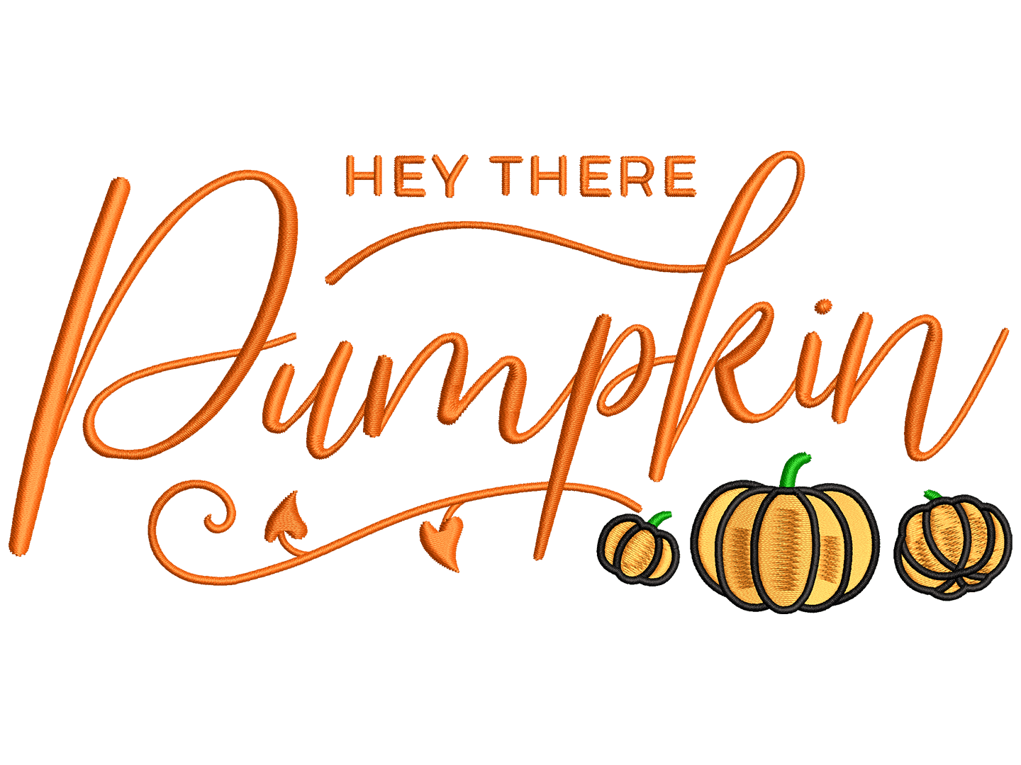 Hey There Pumpkin Embroidery Design File main image - This embroidery designs files featuring Hey There Pumpkin from Holidays. Digital download in DST & PES formats. High-quality machine embroidery patterns by EmbroPlex.