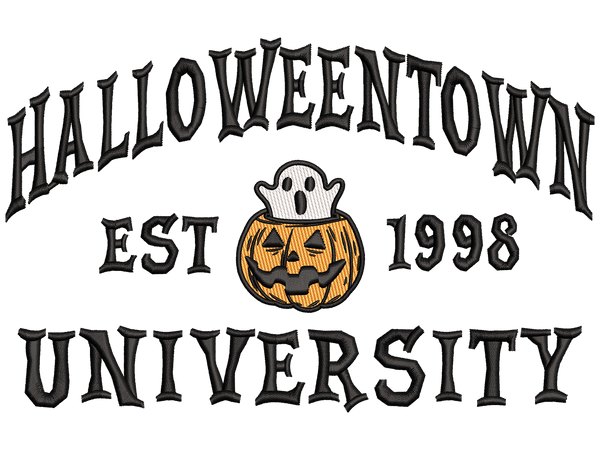 Halloween Town University Embroidery Design File main image - This embroidery designs files featuring Halloween Town University from Halloween. Digital download in DST & PES formats. High-quality machine embroidery patterns by EmbroPlex.