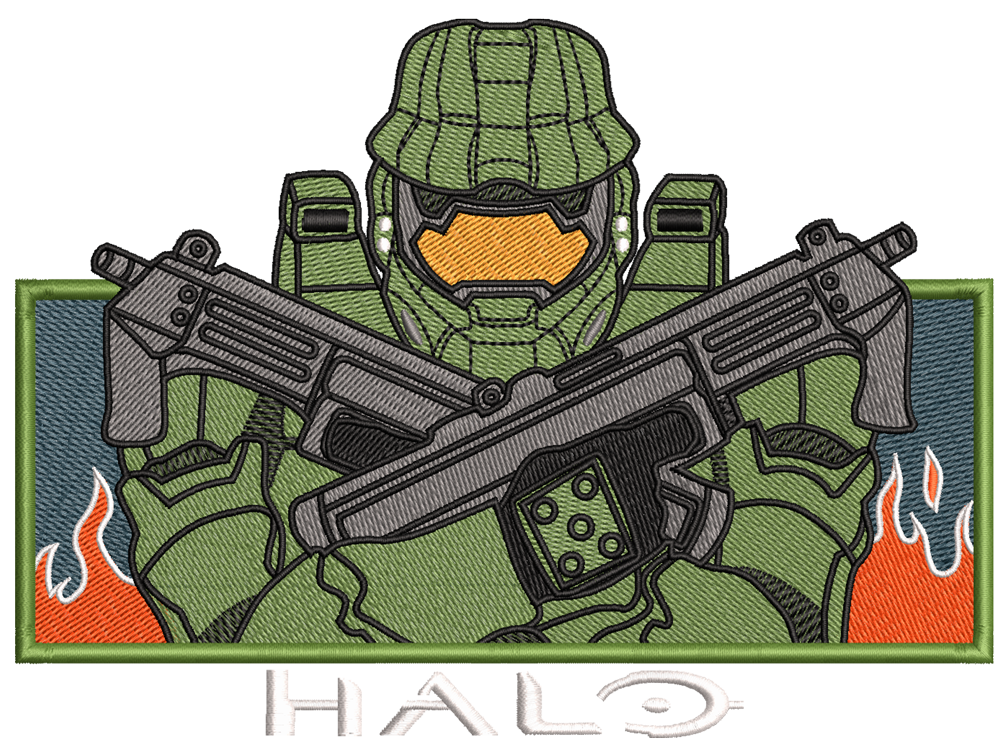 Anime-Inspired Halo Embroidery Design File main image - This anime embroidery designs files featuring Halo from TV Series. Digital download in DST & PES formats. High-quality machine embroidery patterns by EmbroPlex.