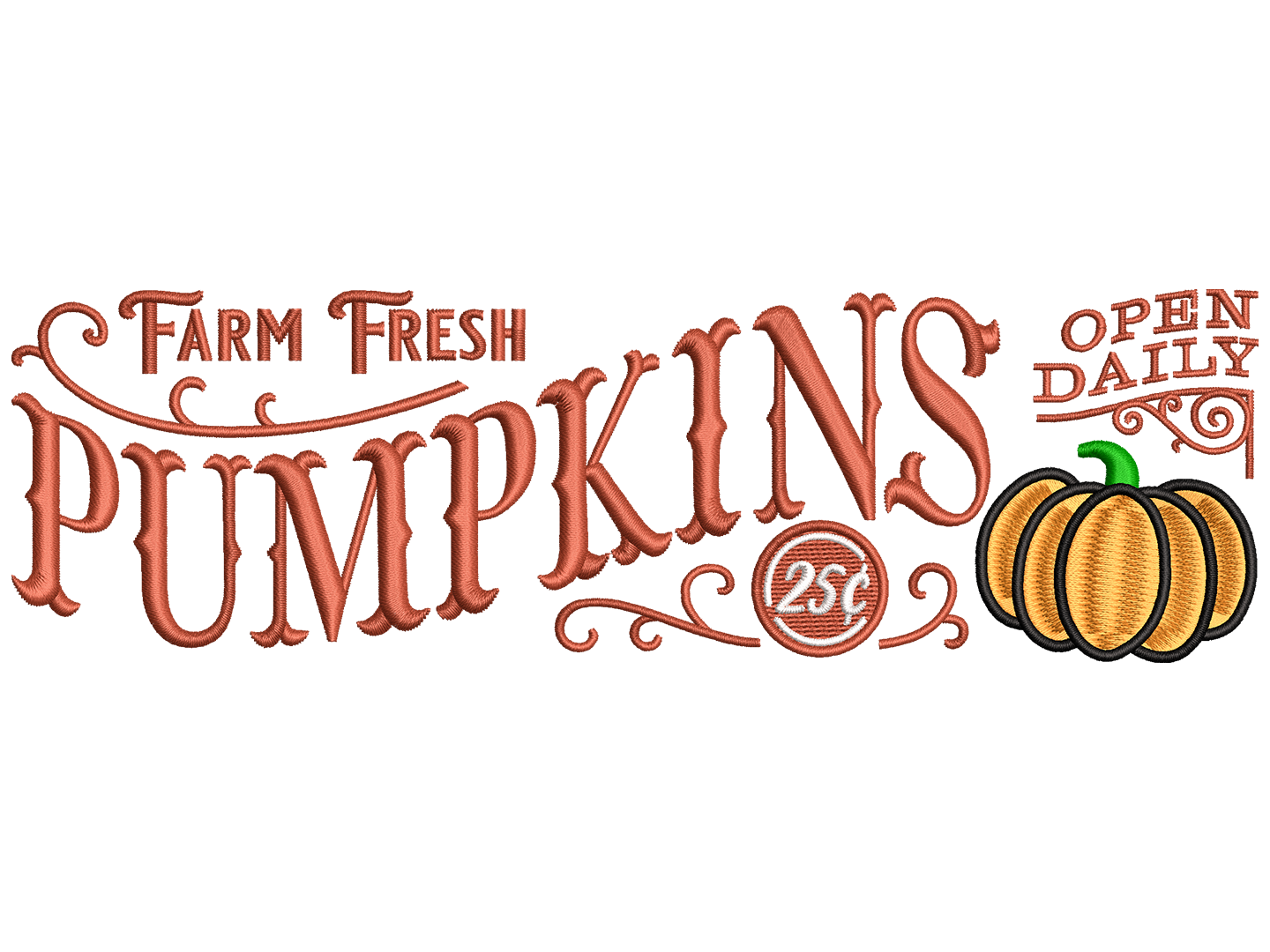 Farm Fresh Embroidery Design File main image - This embroidery designs files featuring Farm Fresh from Halloween. Digital download in DST & PES formats. High-quality machine embroidery patterns by EmbroPlex.