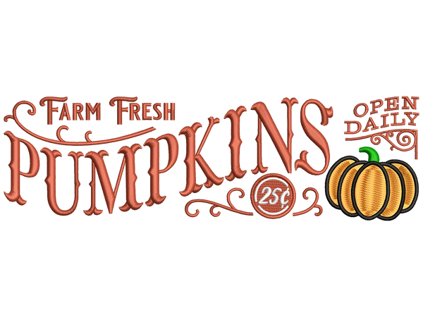 Farm Fresh Embroidery Design File main image - This embroidery designs files featuring Farm Fresh from Halloween. Digital download in DST & PES formats. High-quality machine embroidery patterns by EmbroPlex.