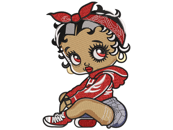 Cartoon Betty Boop Embroidery Design File main image - This cartoon embroidery design file features Betty Boop from Cartoons. Digital download in DST & PES formats. High-quality machine embroidery patterns by EmbroPlex.