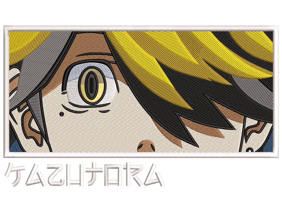 Anime-Inspired Kazutora Hanemiya Embroidery Design File main image - This anime embroidery designs files featuring Kazutora Hanemiya from Jujutsu Kaisen. Digital download in DST & PES formats. High-quality machine embroidery patterns by EmbroPlex.