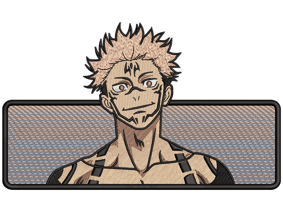 Anime-Inspired Ryomen Sukuna Embroidery Design File main image - This anime embroidery designs files featuring Ryomen Sukuna from Jujutsu Kaisen. Digital download in DST & PES formats. High-quality machine embroidery patterns by EmbroPlex.