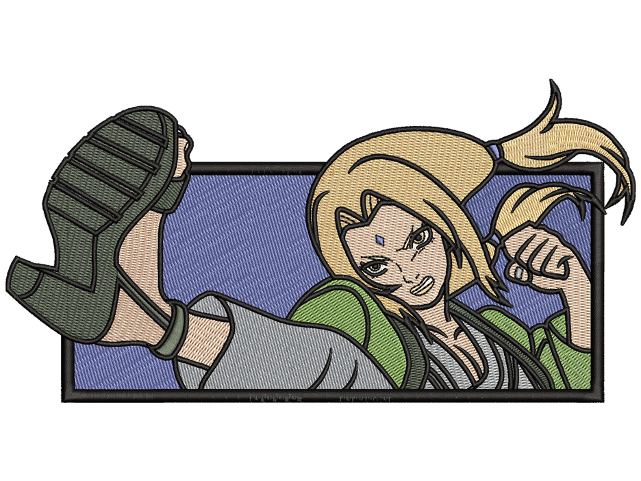 Anime-Inspired Tsunade Embroidery Design File main image - This anime embroidery designs files featuring Tsunade from Naruto. Digital download in DST & PES formats. High-quality machine embroidery patterns by EmbroPlex.