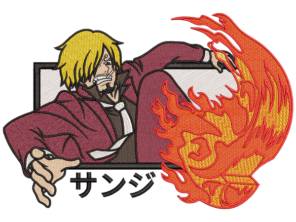 Anime-Inspired Sanji Embroidery Design File main image - This anime embroidery designs files featuring Sanji from One Piece. Digital download in DST & PES formats. High-quality machine embroidery patterns by EmbroPlex.