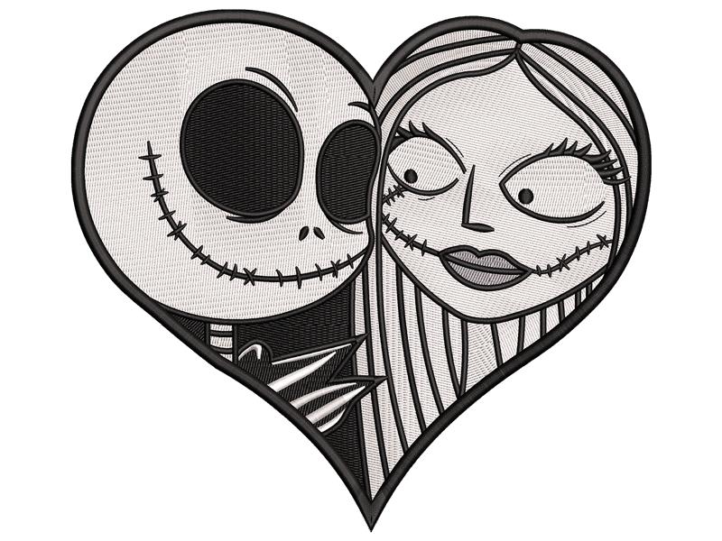 Spooky Heart Face Patch Embroidery File