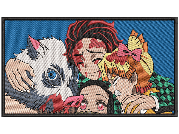 Anime-Inspired Demon Slayer Gang Embroidery Design File main image - This anime embroidery designs files featuring Demon Slayer Gang from Demon Slayer. Digital download in DST & PES formats. High-quality machine embroidery patterns by EmbroPlex.