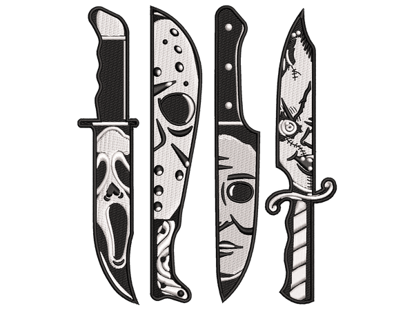 Horror Knife Faces Embroidery Machine Design, Halloween Embroidery Pattern, Instant Download - Available In All Hoop Sizes.