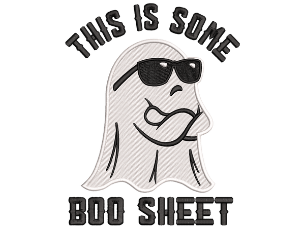 This is some Boo Sheet Embroidery Design File main image - This Halloween embroidery designs files featuring This is some Boo Sheet from Halloween. Digital download in DST & PES formats. High-quality machine embroidery patterns by EmbroPlex.