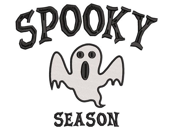 Ghost Spooky Season Embroidery Design File main image - This Halloween embroidery designs files featuring Ghost Spooky Season from Halloween. Digital download in DST & PES formats. High-quality machine embroidery patterns by EmbroPlex.