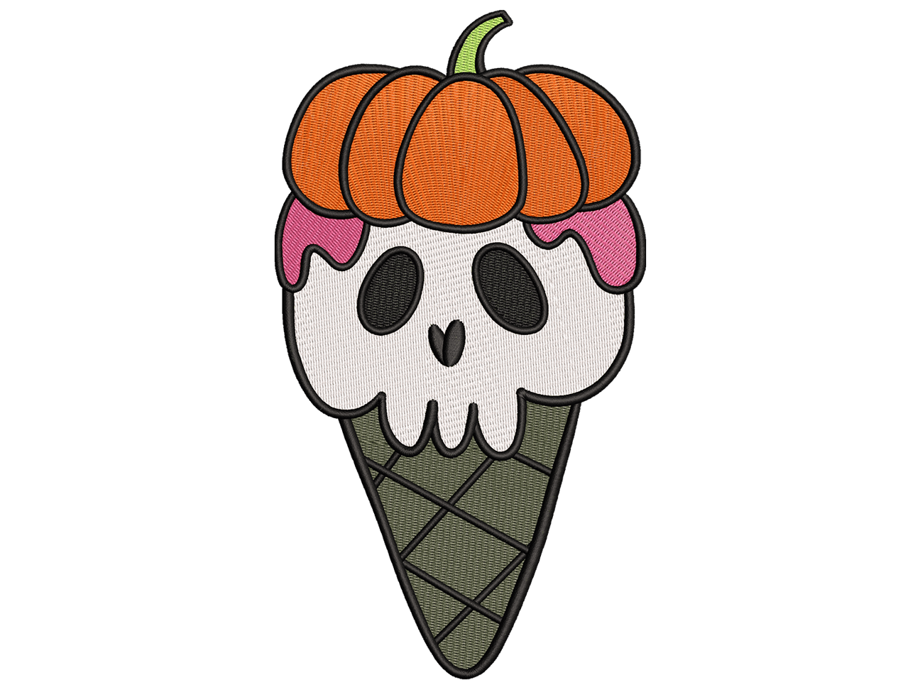 Halloween Pumpkin Ice Cream Embroidery File, Halloween Ready, Instant Download - Available In All Sizes.