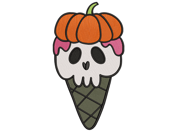 Halloween Pumpkin Ice Cream Embroidery File, Halloween Ready, Instant Download - Available In All Sizes.