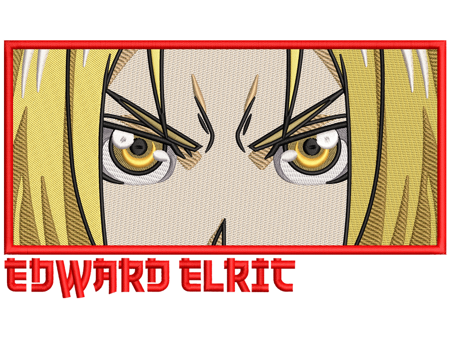 Anime-Inspired Edward Elric Embroidery Design File main image - This anime embroidery designs files featuring Edward Elric from Fullmetal Alchemist. Digital download in DST & PES formats. High-quality machine embroidery patterns by EmbroPlex.