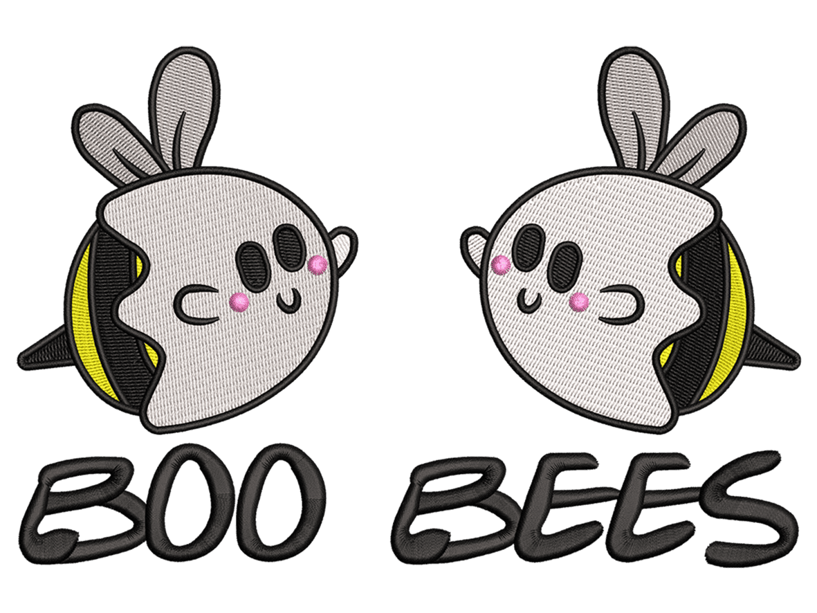 Boo Bees embroidery design file, Halloween Embroidery Pattern - Available in all Sizes