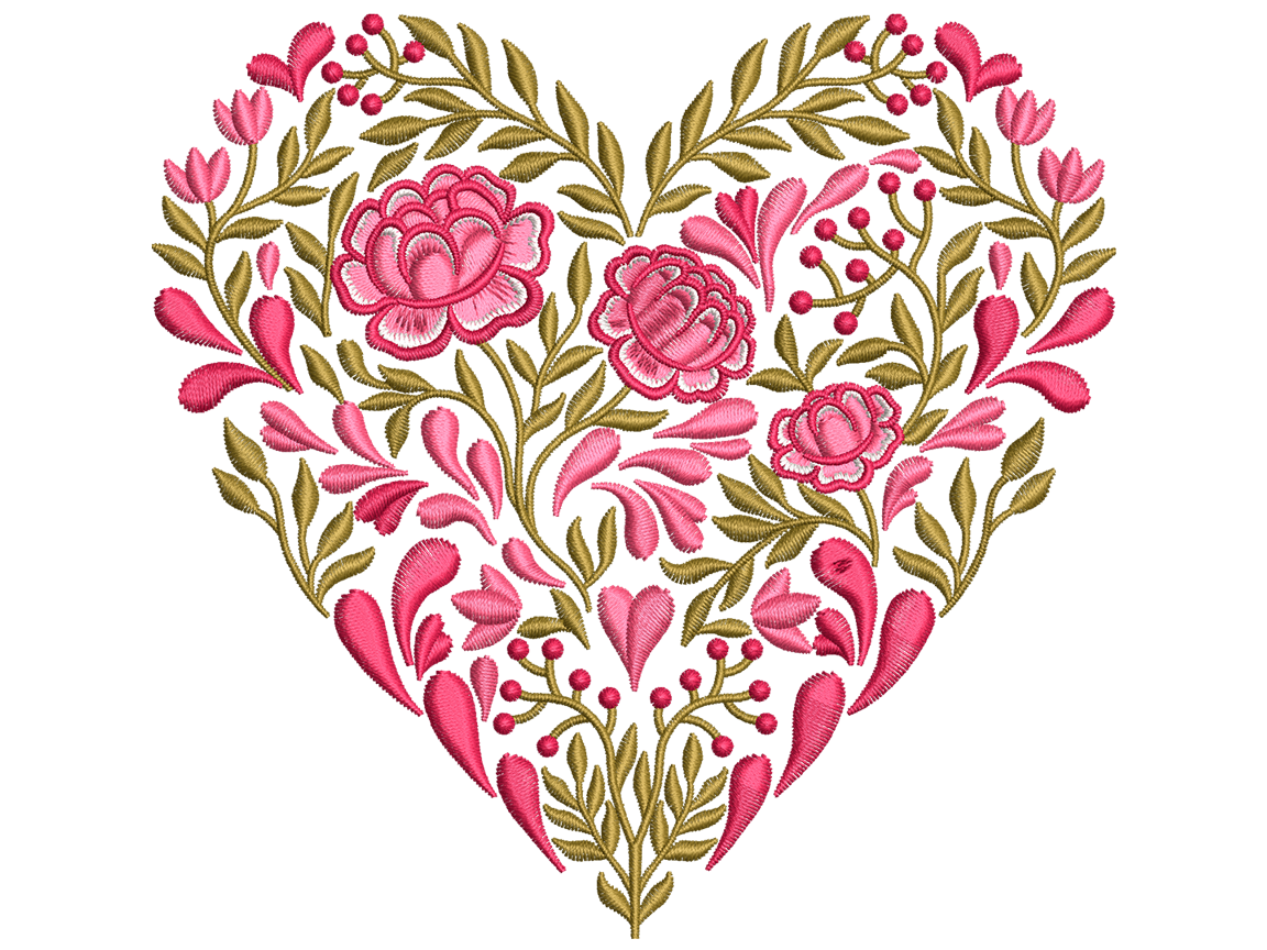 Love Shape Florals Embroidery Design Files