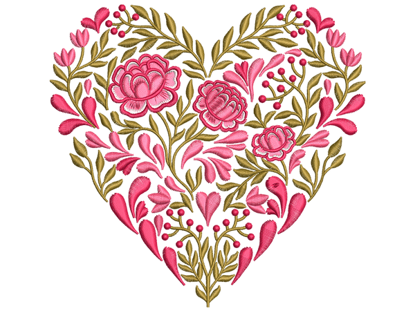 Love Shape Florals Embroidery Design Files