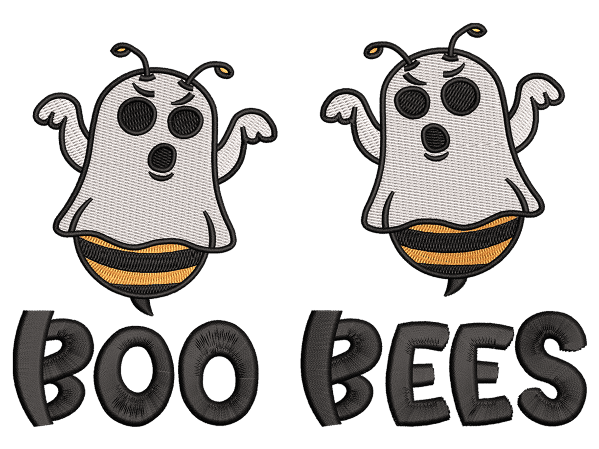 Boo Bees embroidery design file, Halloween Embroidery Pattern, instant download for machine embroidery - Available in all Sizes