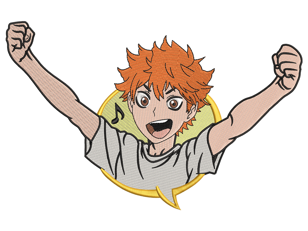 Anime-Inspired Shoyo Hinata Embroidery Design File main image - This anime embroidery designs files featuring Shoyo Hinata from Haikyu. Digital download in DST & PES formats. High-quality machine embroidery patterns by EmbroPlex.