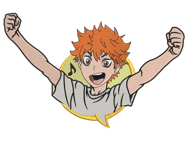 Anime-Inspired Shoyo Hinata Embroidery Design File main image - This anime embroidery designs files featuring Shoyo Hinata from Haikyu. Digital download in DST & PES formats. High-quality machine embroidery patterns by EmbroPlex.