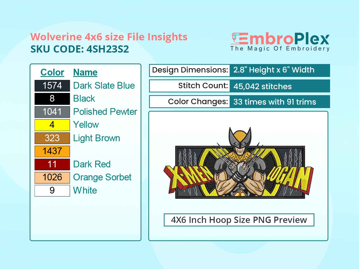 Wolverine Embroidery Design File - 4x6 Inch hoop Size Variation overview image