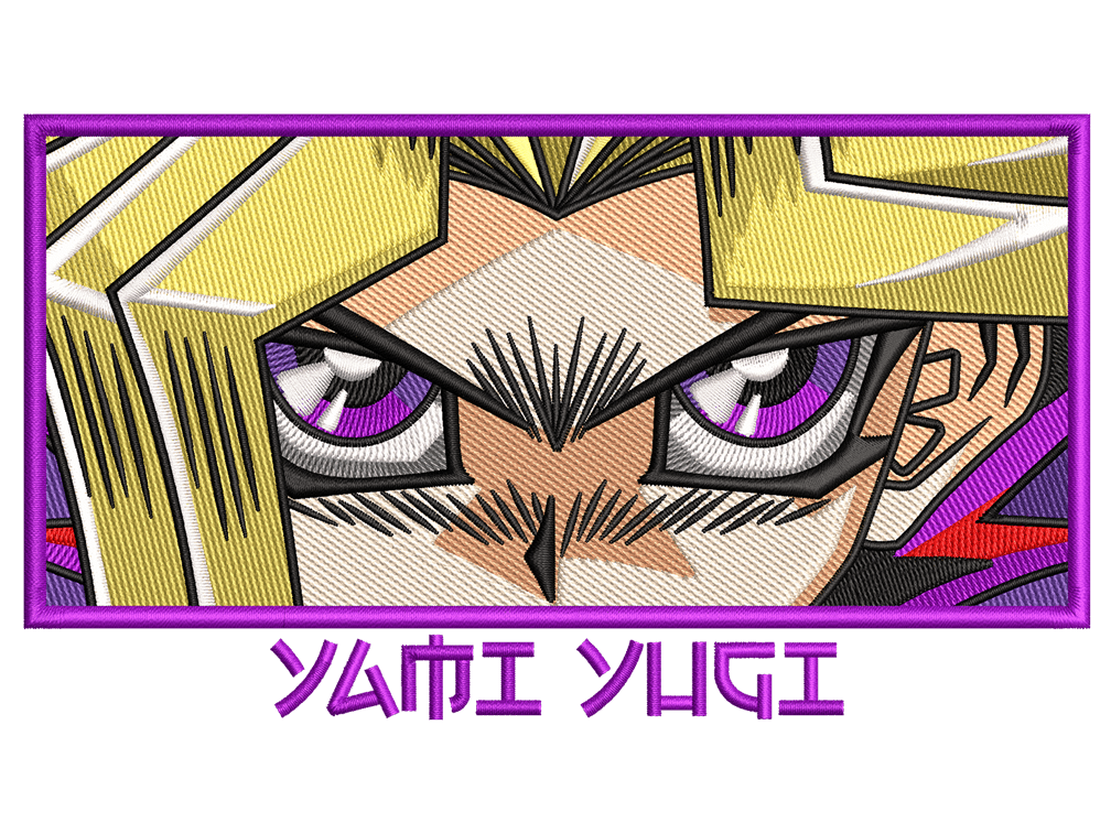 Cartoon-Inspired Yugi Mutou Embroidery Design File main image - This anime embroidery designs files featuring Yugi Mutou from Yu-Gi-Oh. Digital download in DST & PES formats. High-quality machine embroidery patterns by EmbroPlex.