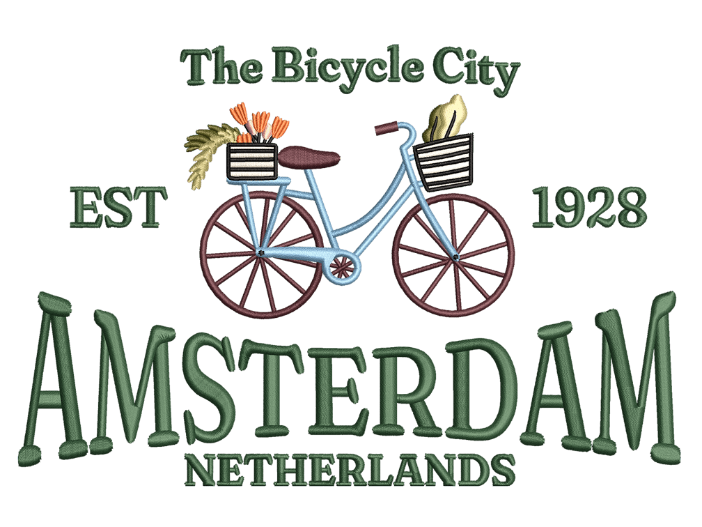Amsterdam Embroidery Design file, Cities and Countries Embroidery Designs, Cities and Countries Embroidery Designs Files