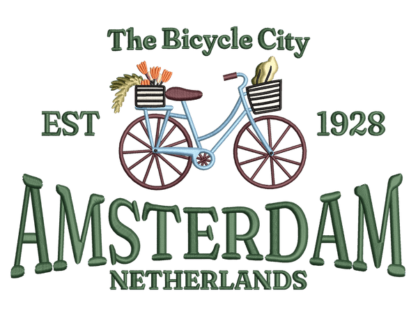 Amsterdam Embroidery Design file, Cities and Countries Embroidery Designs, Cities and Countries Embroidery Designs Files
