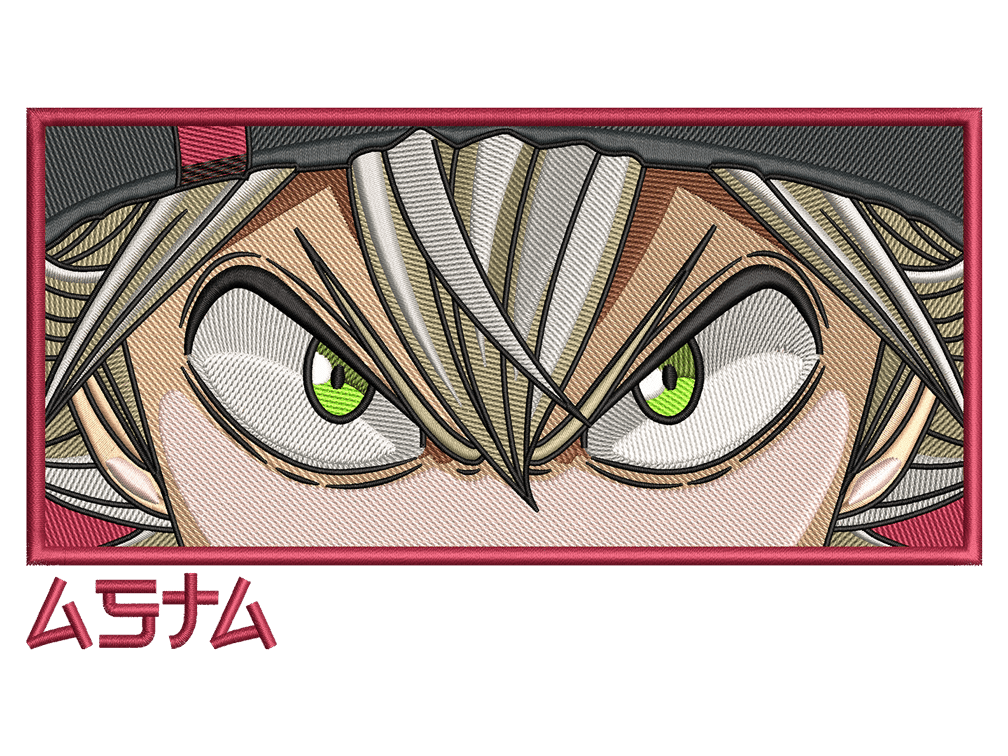 Anime-Inspired Asta Embroidery Design File main image - This anime embroidery designs files featuring Asta from Black Clover. Digital download in DST & PES formats. High-quality machine embroidery patterns by EmbroPlex.