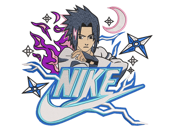 Sasuke Embroidery Design File main image - This Swoosh embroidery designs file featuring Sasuke from Swoosh. Digital download in DST & PES formats. High-quality machine embroidery patterns by EmbroPlex.