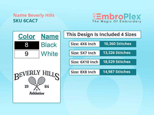 All Size Cities and Countries-Inspired Beverly Hills Embroidery Design File