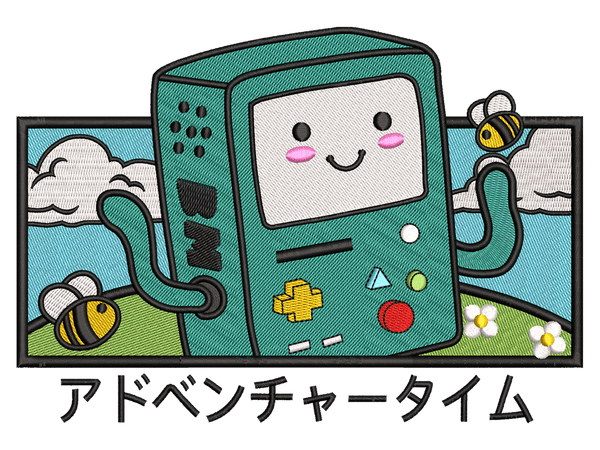 Cartoon-Inspired BMO Embroidery Design File main image - This Cartoon embroidery designs files featuring BMO from Adventure Time. Digital download in DST & PES formats. High-quality machine embroidery patterns by EmbroPlex.