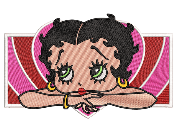 Cartoon-Inspired Betty Boop Embroidery Design File main image - This Cartoon embroidery designs files featuring Betty Boop from Cartoon  Mix. Digital download in DST & PES formats. High-quality machine embroidery patterns by EmbroPlex.