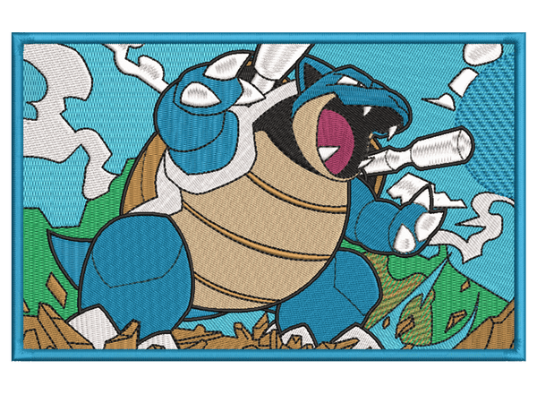 Cartoon-Inspired Blastoise Embroidery Design File main image - This Cartoon embroidery designs files featuring Blastoise from Pokemon. Digital download in DST & PES formats. High-quality machine embroidery patterns by EmbroPlex.