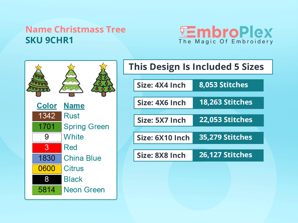 All Size Christmass tree Embroidery Design File