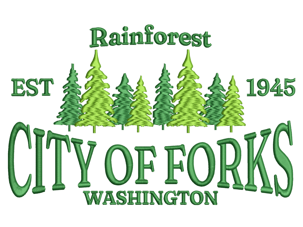 Cities and Countries-Inspired CITY OF FORKS Embroidery Design File main image - This Cities and Countries embroidery designs files featuring CITY OF FORKS from Cities and Countries. Digital download in DST & PES formats. High-quality machine embroidery patterns by EmbroPlex.