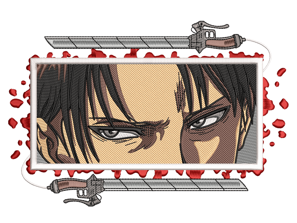 Anime-Inspired Eren Embroidery Design File main image - This anime embroidery designs files featuring Eren from Show Attack on Titan. Digital download in DST & PES formats. High-quality machine embroidery patterns by EmbroPlex.