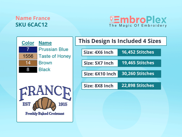 All Size Cities and Countries-Inspired FRANCE Embroidery Design File