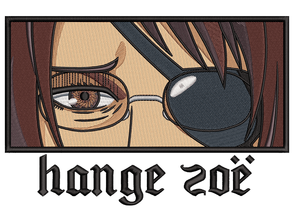 Anime-Inspired Hange Zoe Embroidery Design File main image - This anime embroidery designs files featuring Hange Zoe from Attack On Titan. Digital download in DST & PES formats. High-quality machine embroidery patterns by EmbroPlex.