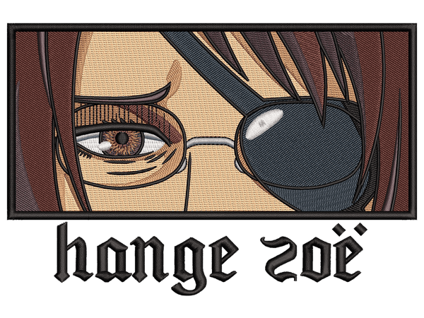 Anime-Inspired Hange Zoe Embroidery Design File main image - This anime embroidery designs files featuring Hange Zoe from Attack On Titan. Digital download in DST & PES formats. High-quality machine embroidery patterns by EmbroPlex.