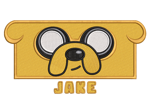 Cartoon-Inspired Jake the Dog Embroidery Design File main image - This Cartoon embroidery designs files featuring Jake the Dog from Adventure Time. Digital download in DST & PES formats. High-quality machine embroidery patterns by EmbroPlex.